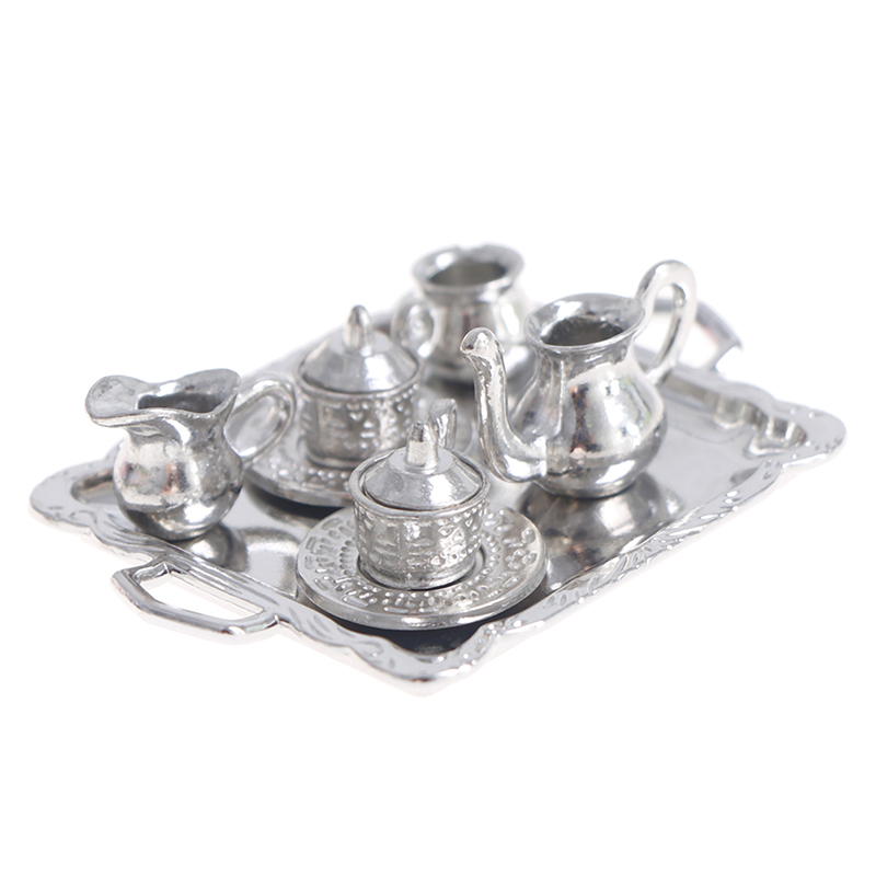 Play Kitchen Set - 10 teile/satz 1/12 Puppenhaus Miniatur Silber