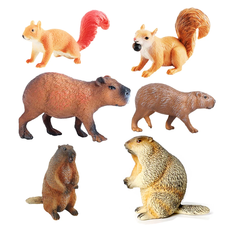 Kids Toys Reviews - Capibara Capybaras Eichhörnchen Murmeltier Kunststoff Tierfiguren