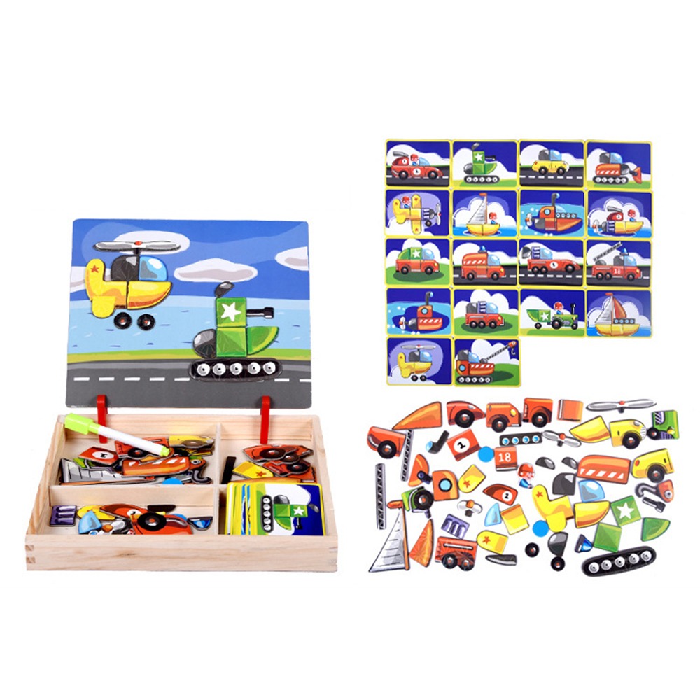 Kids Toys Drawing Easy - Magnetische 3D-Puzzles aus Holz mit Deckel,