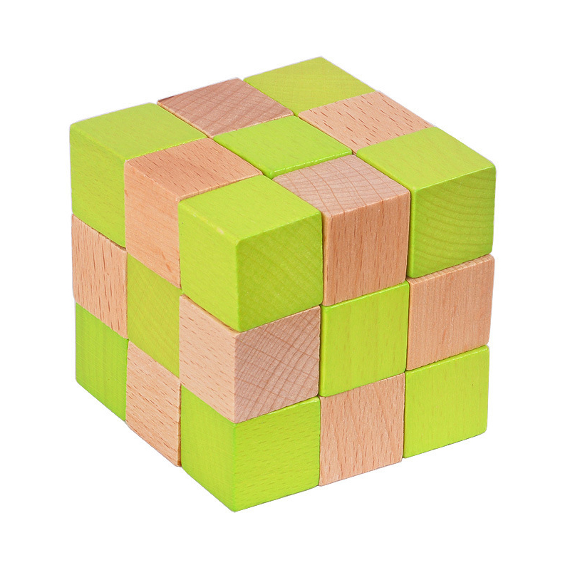 Wooden Puzzle Kids - Schlangenwürfel-Puzzle aus Holz, IQ-Logiktraining, Denkaufgabe, Problemlösung,