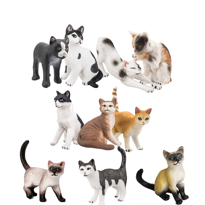 Kids Toys Reviews - Katzenmodell-Spielzeug, Bauernhoftiere, Miniaturen, Siamesische Katzen, Tierfiguren,